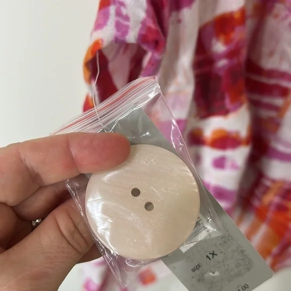 NWT ALI MILES Pink Tie Dye Linen Button Blazer Jacket Tulip Sleeve Size 1X - Picture 6 of 16